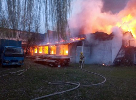 Залишилися тільки стіни: На Виноградівщині горів меблевий цех (фото)