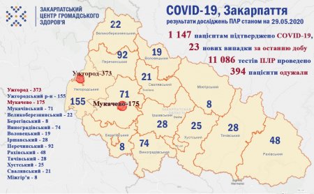 Надання допомоги по запобіганню поширення захворюваності на короновірусну інфекцію COVID-19, станом на 29 травня