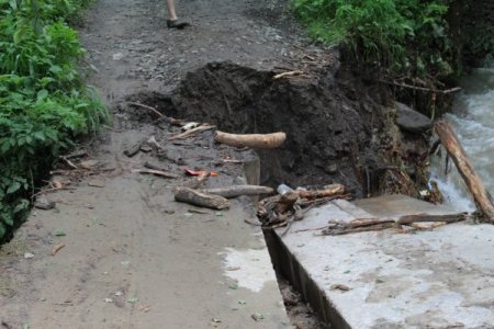 На Тячівщині гірська річка пошкодила бетонний міст (фото)