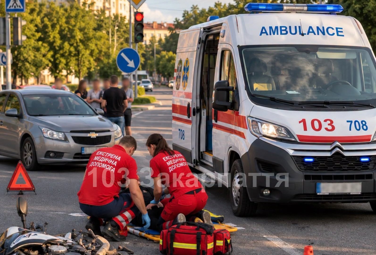 Жорстка аварія на дорогах Закарпаття: у Мукачеві не поділили проїзну частину легковик та мотоцикл