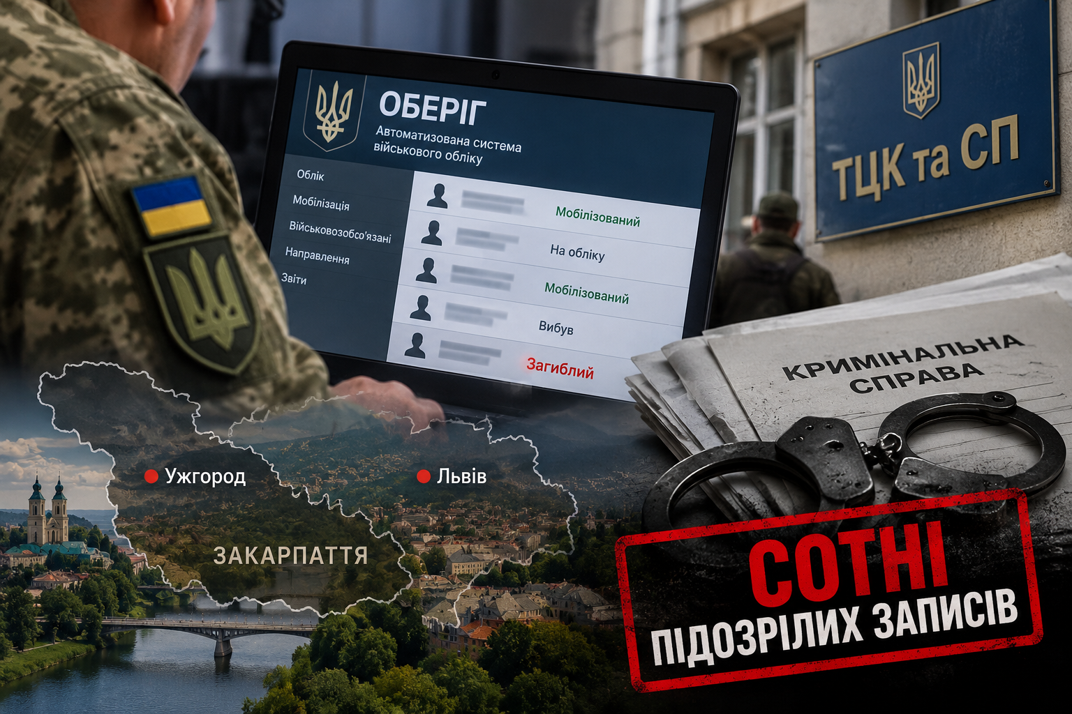 Скандал із мобілізацією на Закарпатті: в «Оберезі» виявили сотні підозрілих записів — серед «мобілізованих» були навіть загиблі
