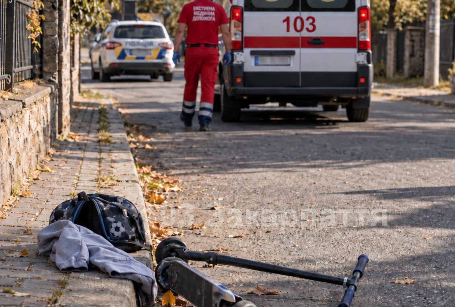 Дитина впала із самоката й вдарилася головою: на Мукачівщині 11-річну дівчинку забрали до лікарні